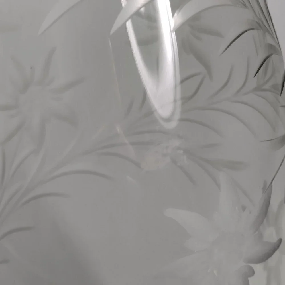 Vintage Floral Cut Glass Footed Clear Decorative Flared Bud Vase